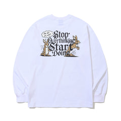 Stop Overthinking Back Print Long Sleeve White