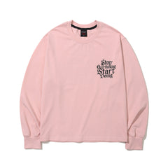 Stop Overthinking Back Print Long Sleeve Baby Pink
