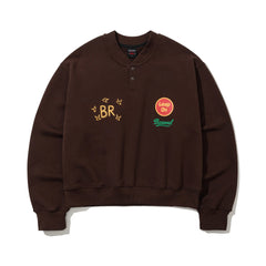 Br Snap Henry Neck Sweatshirt Brown