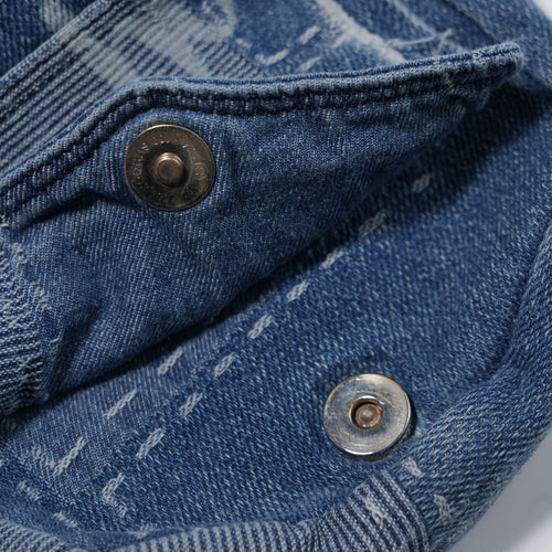 Patchwork Flap Denim Cross Bag Indigo