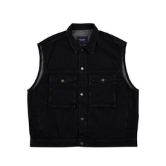 Big Cargo Loosefit Denim Vest Black