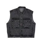 Big Cargo Loosefit Denim Vest Stone Black