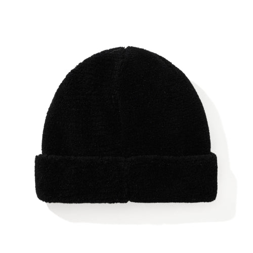 Square Block Rabbit Soft Fur Beanie Black