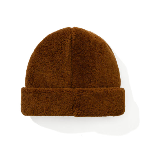 Square Block Rabbit Soft Fur Beanie Brown