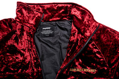 Dsxbr Bling Velvet Puffer Jacket Red