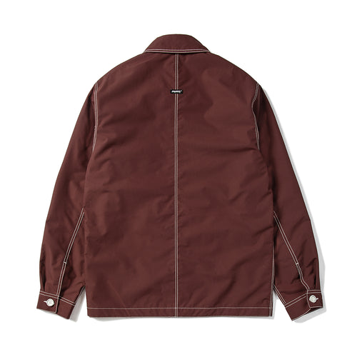 Stitches Button Coach Jacket Burgundy
