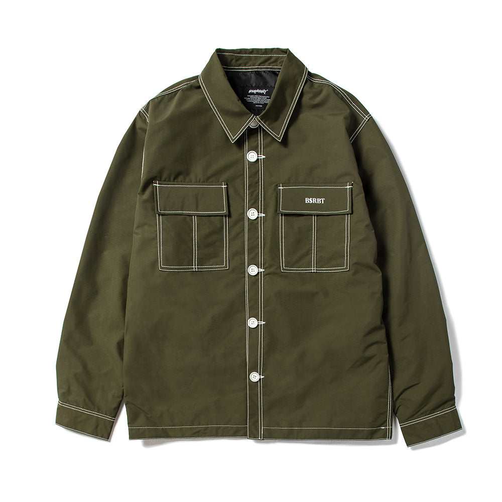 stitches button coach jacket khaki