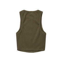 B Logo Sleeveless Top Khaki