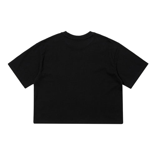 Embroidery Bear Rabbit Wide Crop Top Black