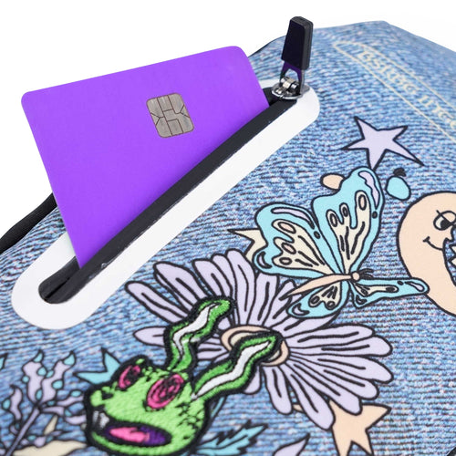 Trippy Rb World Zipper Pocket Glove Denim