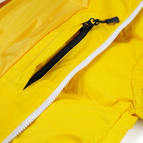 Irregular Hooded Padding Jumper Yellow