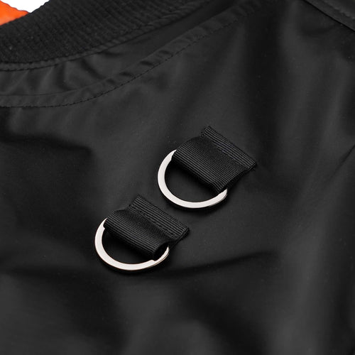 Double Zipper Shirring Ma-1 Jacket Black