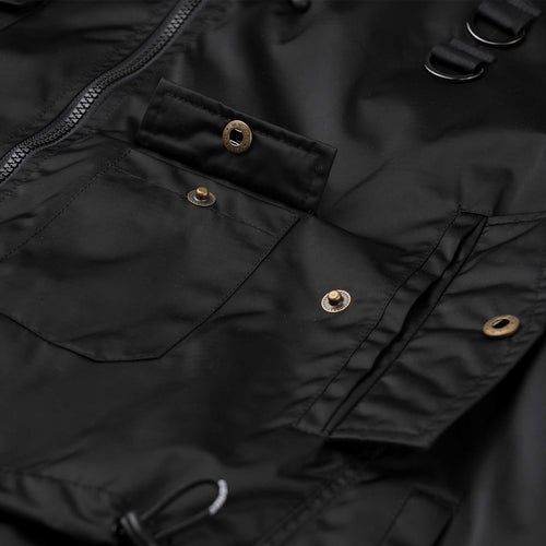 Double Zipper Shirring Ma-1 Jacket Black