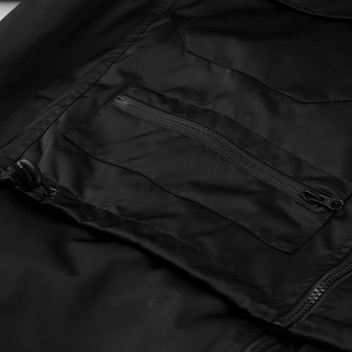 Double Zipper Shirring Ma-1 Jacket Black