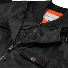 Double Zipper Shirring Ma-1 Jacket Black