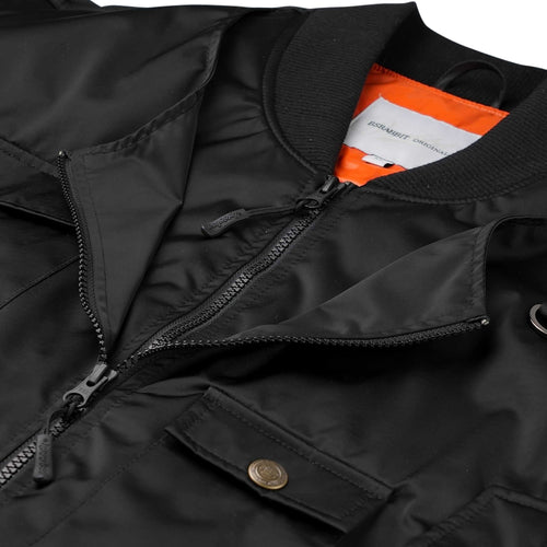 Double Zipper Shirring Ma-1 Jacket Black