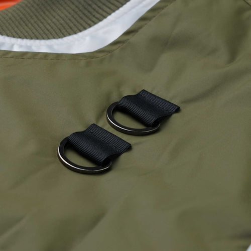 Double Zipper Shirring Ma-1 Jacket Khaki / Gray