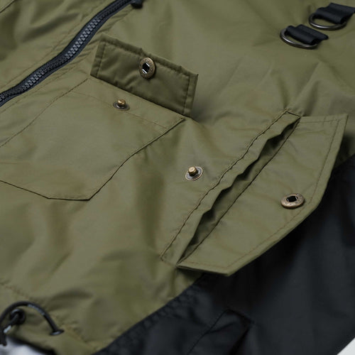Double Zipper Shirring Ma-1 Jacket Khaki / Gray