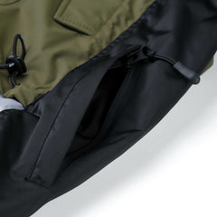 Double Zipper Shirring Ma-1 Jacket Khaki / Gray