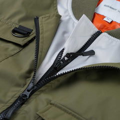 Double Zipper Shirring Ma-1 Jacket Khaki / Gray