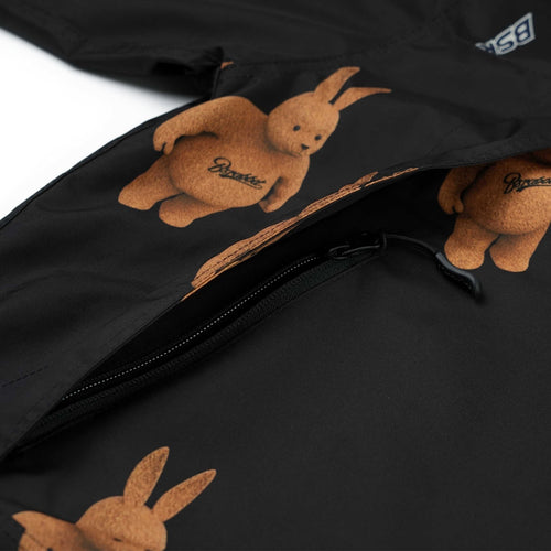 3D Bearrabbit Hooded Anorak Jacket Black