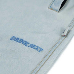Dsxbs Super Wide Line Ventilation Wax Real Denim Pants Light Blue