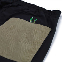 Open 4 Pocket Wide Track Pants Black / Corduroy Beige