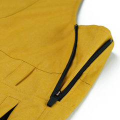 Cargo Pocket Wide Bib Pants Herringbone Mustard