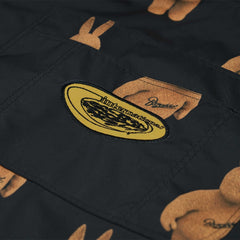 Cargo Pocket Wide Bib Pants 3D Bear Rabbit Black