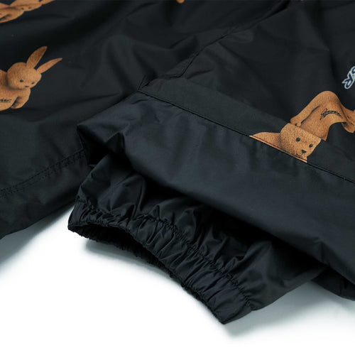 Cargo Pocket Wide Bib Pants 3D Bear Rabbit Black