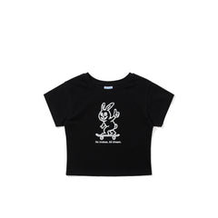 Thumbs Up Bunny Crop sst Black