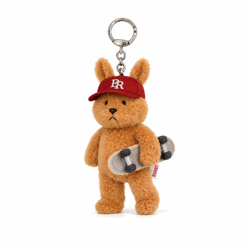 Bear Rabbit Sk8 Stuffed Animal Key Ring Brown