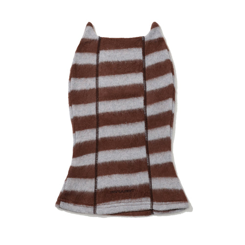Essential Stitch Wide Stripe Knit Balaclava Brown