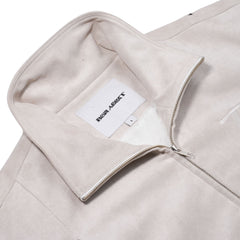 Br Rivet Suede Embroidery High-Neck Jacket Ivory