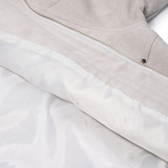 Br Rivet Suede Embroidery High-Neck Jacket Ivory