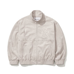 Br Rivet Suede Embroidery High-Neck Jacket Ivory