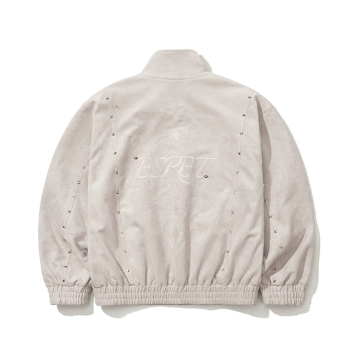 Br Rivet Suede Embroidery High-Neck Jacket Ivory