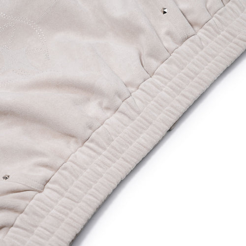 Br Rivet Suede Embroidery High-Neck Jacket Ivory