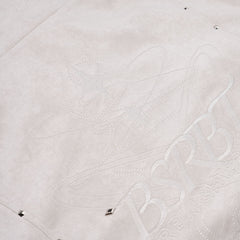Br Rivet Suede Embroidery High-Neck Jacket Ivory