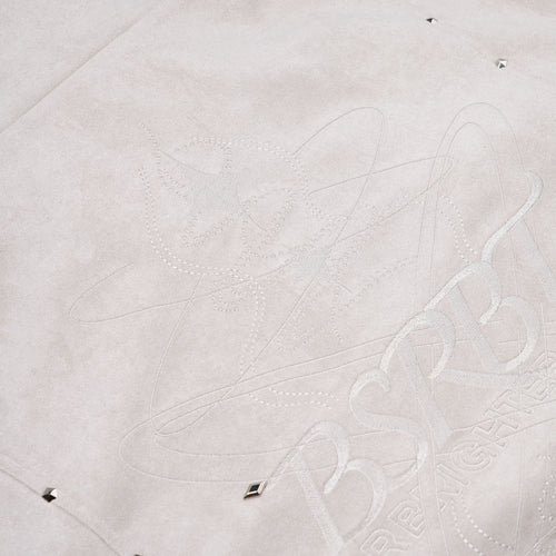 Br Rivet Suede Embroidery High-Neck Jacket Ivory