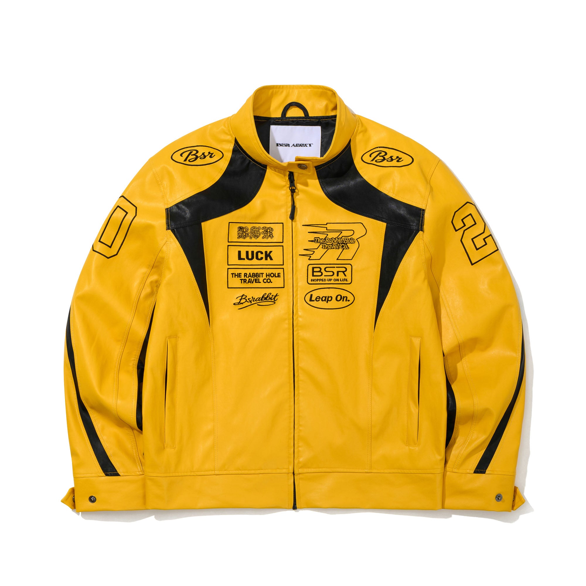 BSRABBIT レザージャケット Rabbit Hole Racing Pu Leather Jacket Yellow | BSRABBIT