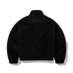 Cropped Contrast Wool Bomber Jacket Black
