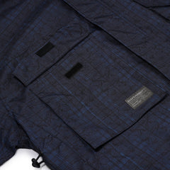 Vintage Check Rivet Hood Jacket Dark Blue