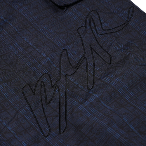 Python Check Super Wide Jogger Pants Dark Blue