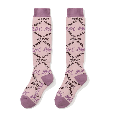 All-Over Script Logo Socks Pink