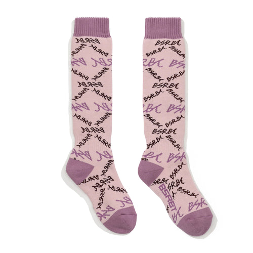 All-Over Script Logo Socks Pink