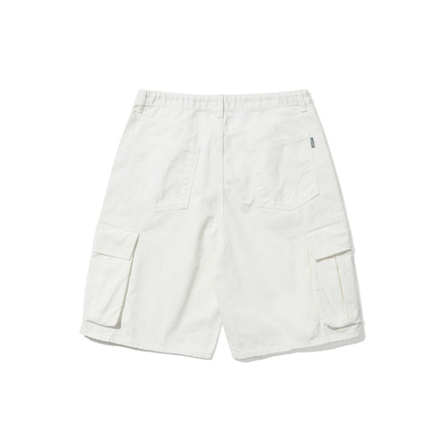 Cargo Loosefit Cotton Short Pants Ivory