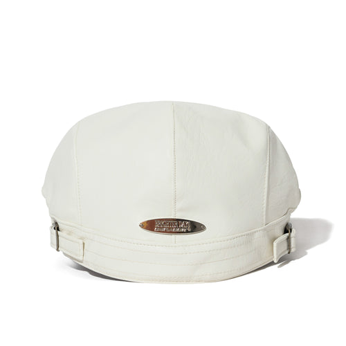 Jeweled Hunting Cap Cream Leather
