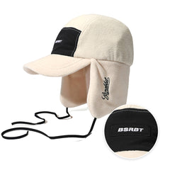 Earflap 5 Panel Fleece Hat Ivory