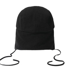 Earflap 5 Panel Fleece Hat Black